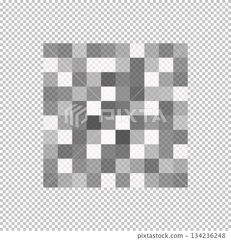 Censor blur effect on transparent background. Gray checkered pattern. Pixel mosaic texture to hiding text, image or another forbidden or privacy content 134236248