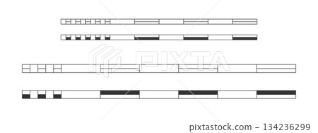 Map ruler or scale bar divided into parts. Distance measurement charts templates. Cartography graphic element isolated on white background 134236299