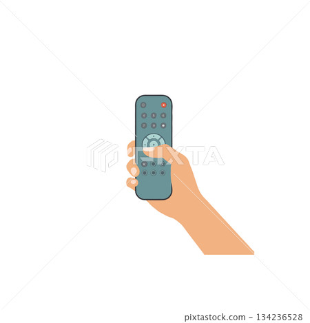 Holding remote control for electronics with hand changing channels using modern television Holding remote control for electronics with hand changing channels using modern television 134236528