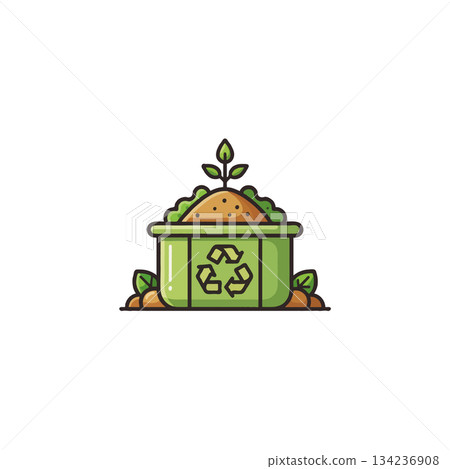 Sustainable composting process nurturing a seedling within a designated recycle container Sustainable composting process nurturing a seedling within a designated recycle container 134236908