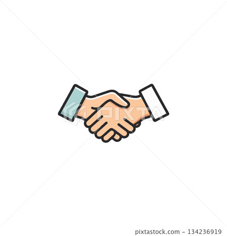 Illustration of a handshake signifying collaboration partnership deal agreement connection unity Illustration of a handshake signifying collaboration partnership deal agreement connection unity 134236919