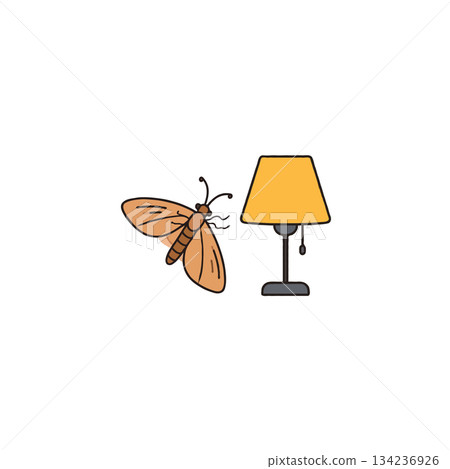 Conceptual representation featuring moth attraction toward illuminated lamp a metaphorical Conceptual representation featuring moth attraction toward illuminated lamp a metaphorical 134236926