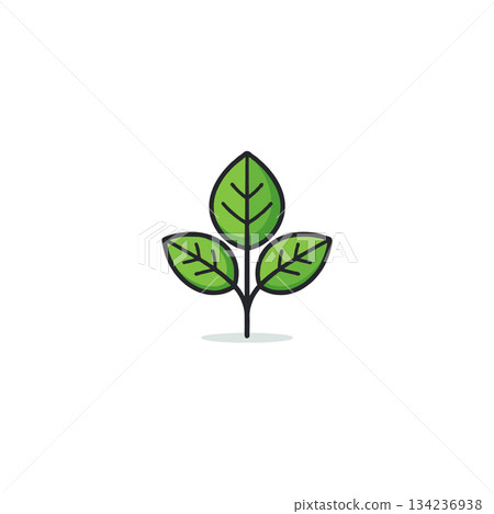 Fresh sprouting verdant foliage icon illustration, conveying natural vitality and simple elegance Fresh sprouting verdant foliage icon illustration, conveying natural vitality and simple elegance 134236938