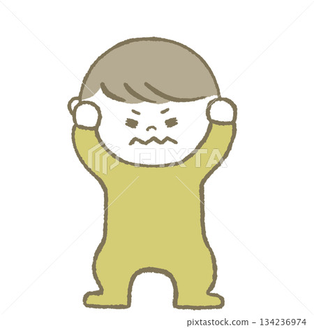 孩子抱著頭 黃色 134236974