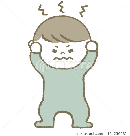 孩子抱著頭，淺藍色 134236981