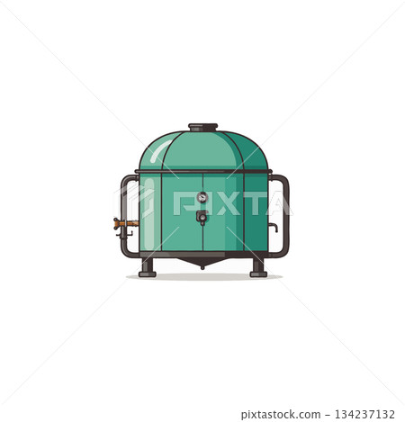 Stylized depiction of a cylindrical tank with rounded top, presented in a clean vector Stylized depiction of a cylindrical tank with rounded top, presented in a clean vector 134237132