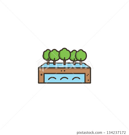 Stylized trees icon above wavy shapes reflecting tranquility and nature connection on mobile Stylized trees icon above wavy shapes reflecting tranquility and nature connection on mobile 134237172