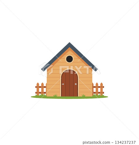 Charming wooden tiny house nestled near picket fence on lush meadow depicting serene domesticity Charming wooden tiny house nestled near picket fence on lush meadow depicting serene domesticity 134237237