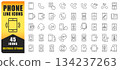 Phone Line Icon Set Showcasing Communication, Connectivity, And Mobile Functionality. This Versatile Set Is Designed For Apps, UI Projects And Digital Interfaces With 45 Editable Stroke Vector Icons.  134237263