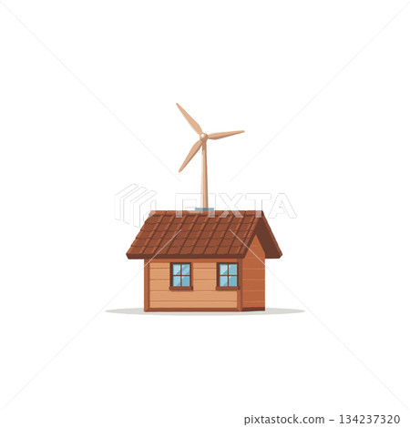 Sustainable dwelling powered by wind energy showcasing a modern eco friendly and energy efficient 134237320