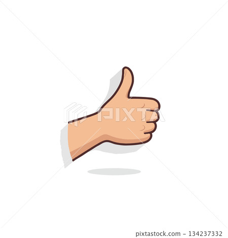 Optimistic agreement illustrated as hand gesture in positive encouragement for a concept of 134237332