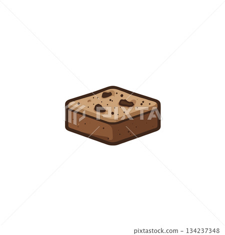 A charming chocolate brownie illustration depicting sweet dessert indulgence and culinary delight 134237348