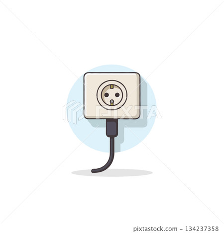 A simplified illustration depicting an electrical outlet and connected plug providing energy to 134237358