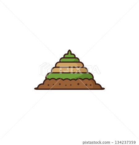 Abstract layered pyramid design suggesting growth earth formations or developmental stages with 134237359