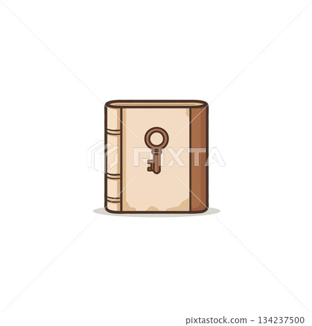 Intriguing secrets unveiled through vintage book with a prominent key emblem providing knowledge 134237500