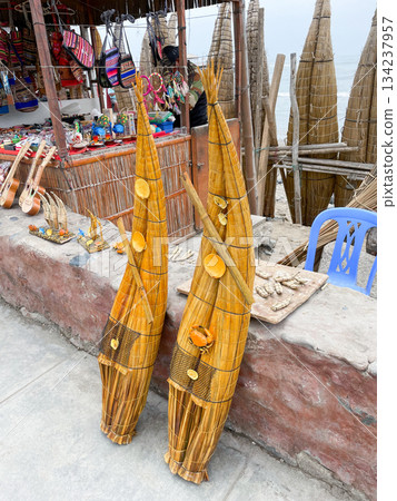 Caballitos de Totora on the coast of Huanchaco, Trujillo 134237957