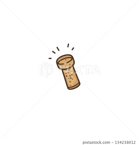 Whimsical wine cork doodle illustration perfect for creative projects and elegant designs 134238012