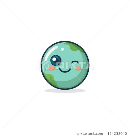 Adorable earth globe character with a cheerful wink expressing joy and positive global connections Adorable earth globe character with a cheerful wink expressing joy and positive global connections 134238040