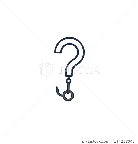 Conceptual illustration showing the question mark that transforms a fishing hook a metaphor for Conceptual illustration showing the question mark that transforms a fishing hook a metaphor for 134238043