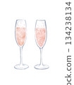 兩隻香檳杯的水彩插圖 134238134