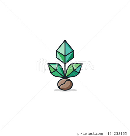 Geometric plant with angular leaves rising from a seed creating a vibrant fresh logo concept for Geometric plant with angular leaves rising from a seed creating a vibrant fresh logo concept for 134238165