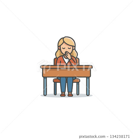 Sleepless student needs rest fatigue is affecting her studies and causing poor performance in 134238171