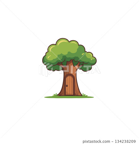 Whimsical dwelling nestled within ancient tree a charming fusion of nature and fantasy architecture Whimsical dwelling nestled within ancient tree a charming fusion of nature and fantasy architecture 134238209