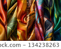 Vibrant Fabric Textures Showcasing Nature-Inspired Designs and Colors Generative AI 134238263