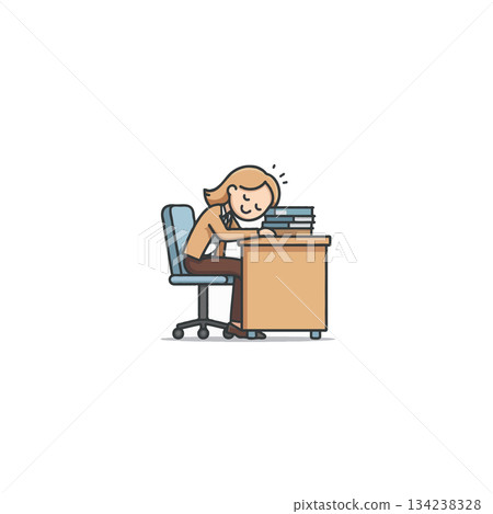 Exhausted student leaning on stack of books depicts academic burnout and fatigue associated with Exhausted student leaning on stack of books depicts academic burnout and fatigue associated with 134238328