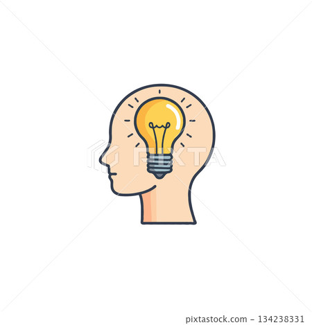 Illuminating Innovation: Human Head Silhouette with a Glowing Light Bulb Representing Cognitive Illuminating Innovation: Human Head Silhouette with a Glowing Light Bulb Representing Cognitive 134238331