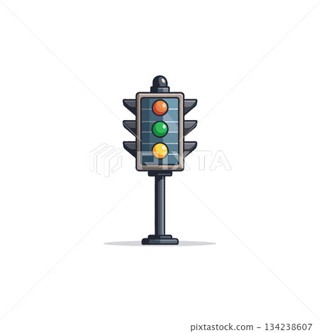 Stylized street light illustration depicting urban traffic regulation and safety measures Stylized street light illustration depicting urban traffic regulation and safety measures 134238607