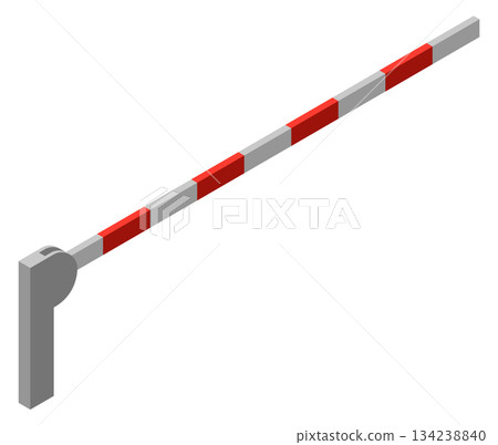 A red and white traffic barrier with a red stripe 134238840