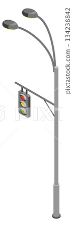 A street light with a red light on it 134238842