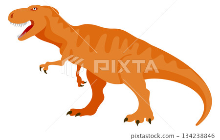 A cartoon dinosaur with its mouth open and teeth showing A cartoon dinosaur with its mouth open and teeth showing 134238846