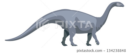 A large grey dinosaur is walking across a white background A large grey dinosaur is walking across a white background 134238848