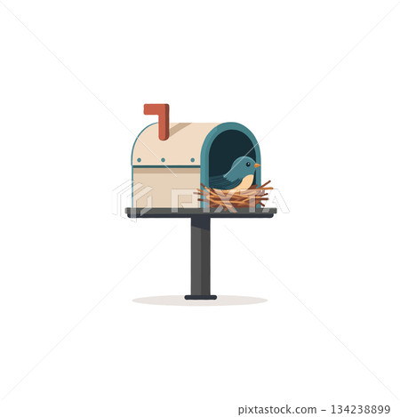 Illustrative whimsical bird nest in a postbox charming avian abode a whimsical representation of 134238899