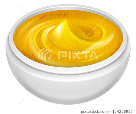 A bowl of yellow liquid with a swirl pattern 134238935