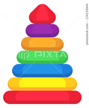A colorful stack of blocks with a rainbow pattern A colorful stack of blocks with a rainbow pattern 134238944