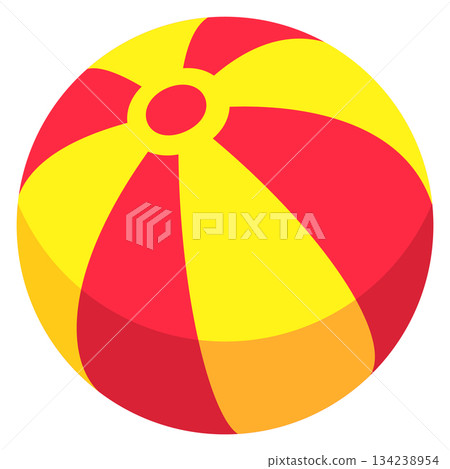A red and yellow ball with a white background A red and yellow ball with a white background 134238954