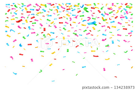 A colorful explosion of confetti is falling from the sky 134238973