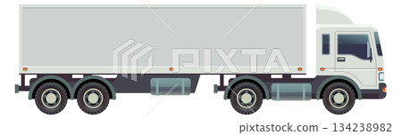 A white semi truck with a trailer 134238982