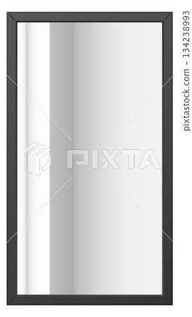 A black framed mirror with a white background 134238993