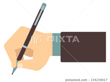 A hand is writing with a pen A hand is writing with a pen 134239017