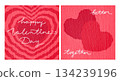 Valentine love cards with calligraphy on textile imitated background. Love card, cover, template. Vector illustration 134239196
