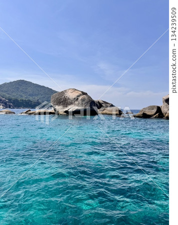 Thailand's Similan Islands, known for their snow-white beaches, crystal clear waters, coral reefs, and rich underwater world 134239509