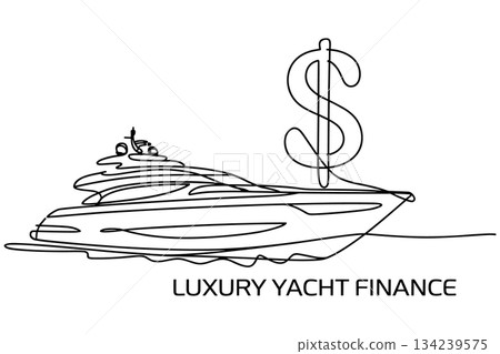 Luxury Yacht Finance Vector. Minimal Boat Money Line Art Vector 134239575