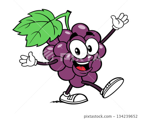 Grape Mascot Character. Cute Fruit Cartoon Vector 134239652