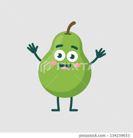Pear Mascot Character. Cute Fruit Illustration Vector 134239653