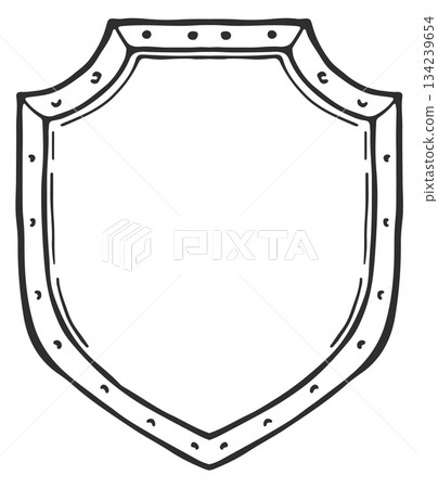 A shield with a black border and a white center 134239654