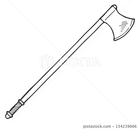 A wooden stick with a black handle and a black blade 134239666